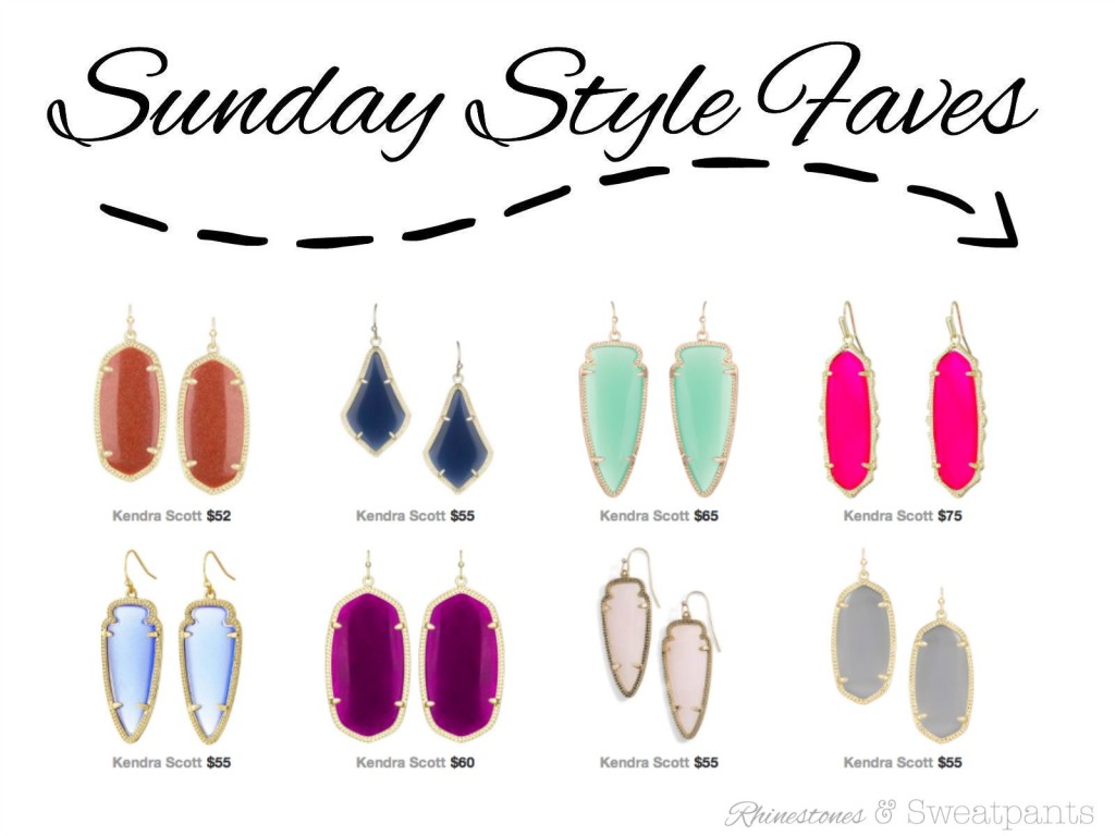 Sunday Style Faves for the week of 8-30-15.  ALL Kendra Scott!!  The new Kendra Scott store is set to open in St. Louis this fall, so to celebrate and show my excitement I put together some of my favorite Kendra Scott earrings!